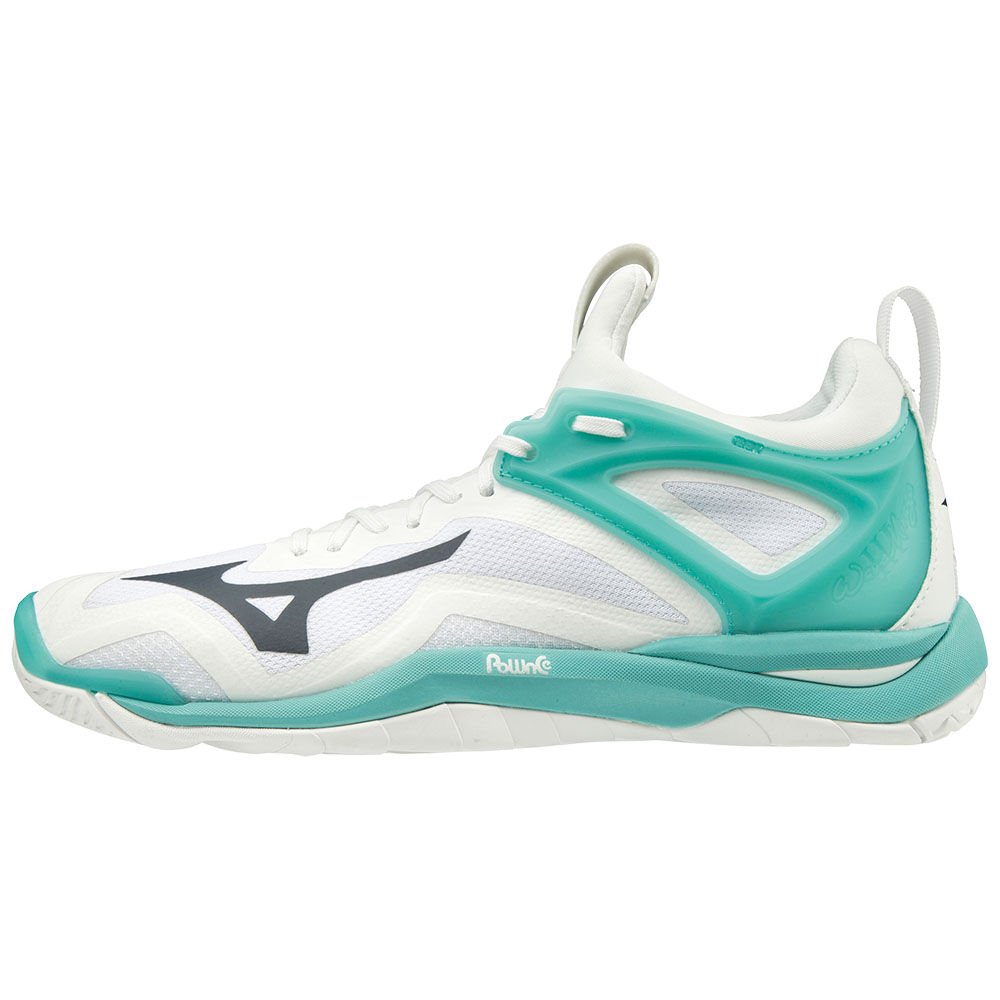 Women's Mizuno Handball Shoes White/Blue/Turquoise WAVE MIRAGE 3 Shoes - X1GB195013